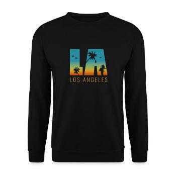 Los Angeles La Kalifornien Geschenk - Unisex Pullover - Schwarz - Vorne - Alina (178cm) & Michal (187cm)