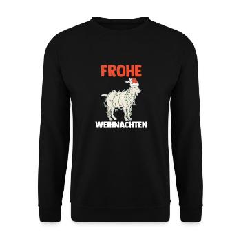 Weihnachts Ziege Frohe Weihnachten - Unisex Pullover - Schwarz - Vorne - Alina (178cm) & Michal (187cm)