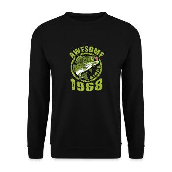 Awesome since 1968. Angel, Angler Geburtstag - Unisex Pullover - Schwarz - Vorne - Alina (178cm) & Michal (187cm)