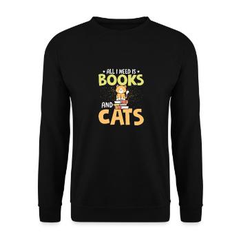 All I Need Is Books And Cats Reading Book Lover - Unisex Sweatshirt - black - Front - Alina (178cm) & Michal (187cm)