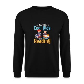 All The Cool Kids Are Reading Books Book Lover - Unisex Pullover - Schwarz - Vorne - Alina (178cm) & Michal (187cm)