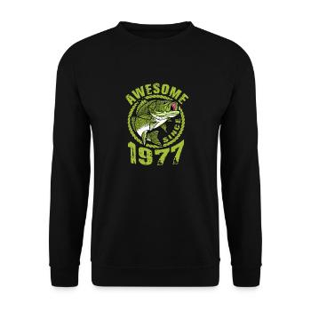 Génial depuis 1977. Angel, l’anniversaire du pêcheur - Sweat-shirt Unisexe - noir - Devant - Alina (178cm) & Michal (187cm)