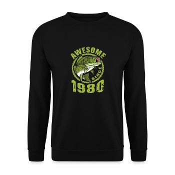 Awesome since 1980. Angel, Angler Geburtstag - Unisex Pullover - Schwarz - Vorne - Alina (178cm) & Michal (187cm)