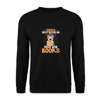 Easily Distracted By Dogs And Books Book Lover Rea - Unisex Pullover - Schwarz - Vorne - Alina (178cm) & Michal (187cm)