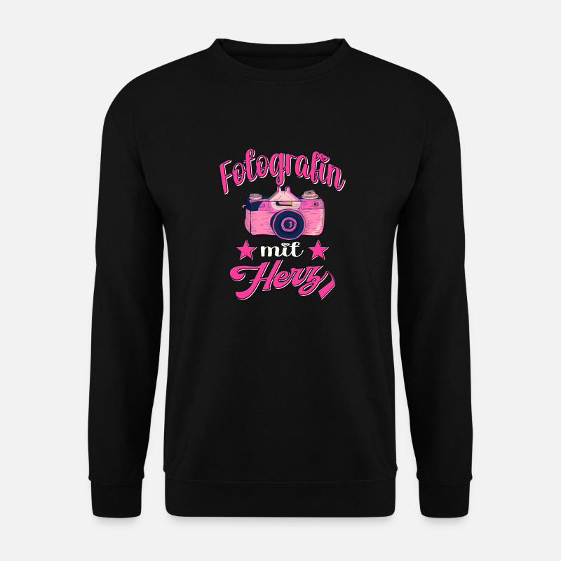 Fotografin mit Herz Kamera Fotografieren - Unisex Pullover - Schwarz