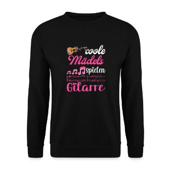 Gitarrenspielerin Gitarristin Coole Mädels - Unisex Pullover - Schwarz - Vorne - Alina (178cm) & Michal (187cm)