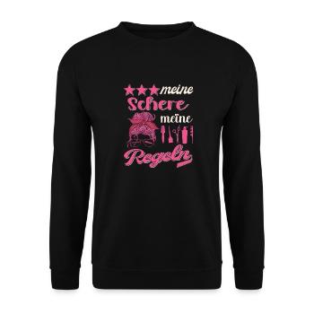 Meine Schere Meine Regeln Frisör Frisörin Friseur - Unisex Pullover - Schwarz - Vorne - Alina (178cm) & Michal (187cm)