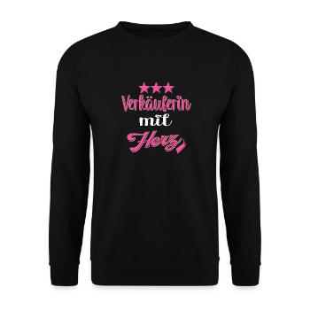 Verkäuferin - Unisex Pullover - Schwarz - Vorne - Alina (178cm) & Michal (187cm)