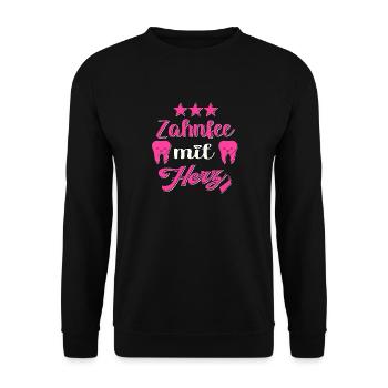Zahnarzt Zahnfee Zahnarzthelferin Zahnärztin - Unisex Pullover - Schwarz - Vorne - Alina (178cm) & Michal (187cm)