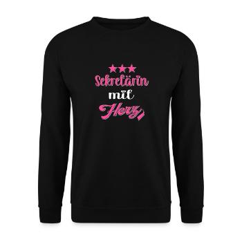 Sekretärin mit Herz. Frauen Büro Sekretärin - Unisex Pullover - Schwarz - Vorne - Alina (178cm) & Michal (187cm)