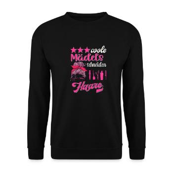 Coole Friseurin mit Herz Frisör Frisörin Friseur - Unisex Pullover - Schwarz - Vorne - Alina (178cm) & Michal (187cm)