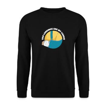 Schlechte Landungen Sind Mein Cardio -Bruch -Arm - Unisex Pullover - Schwarz - Vorne - Alina (178cm) & Michal (187cm)