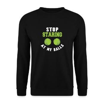 Hör Auf, Auf Mein Bälle -Tennisspiel Zu Starren - Unisex Pullover - Schwarz - Vorne - Alina (178cm) & Michal (187cm)