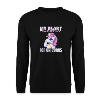 Mon cœur bat pour la citation de Licorne Pink Fancy - Sweat-shirt Unisexe - noir - Devant - Alina (178cm) & Michal (187cm)
