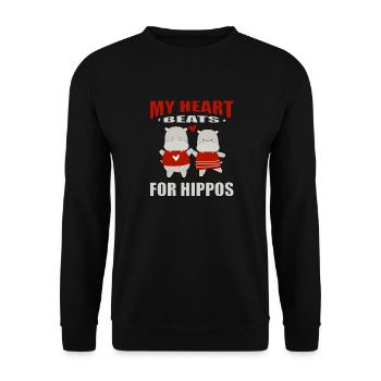 Mein Herz Schlägt Für Das Zitat Von Hippos - Unisex Pullover - Schwarz - Vorne - Alina (178cm) & Michal (187cm)