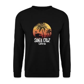Santa Cruz California Summer Sun Palms Strand - Unisex Pullover - Schwarz - Vorne - Alina (178cm) & Michal (187cm)