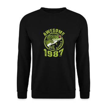 Awesome since 1987. Angel, Angler Geburtstag - Unisex Pullover - Schwarz - Vorne - Alina (178cm) & Michal (187cm)