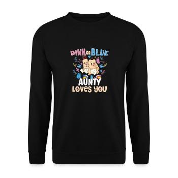 Pink or Blue Aunty Loves You Best Auntie Ever - Sweat-shirt Unisexe - noir - Devant - Alina (178cm) & Michal (187cm)