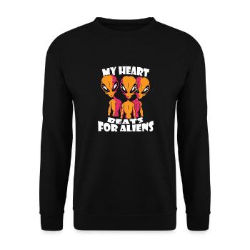 Mein Herz Schlägt Für Aliens, Die Fremde Galaxy - Unisex Pullover - Schwarz - Vorne - Alina (178cm) & Michal (187cm)