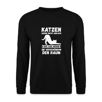 katzenliebhaber Mieze Miezekatze Katze Kater Katze - Unisex Pullover - Schwarz - Vorne - Alina (178cm) & Michal (187cm)