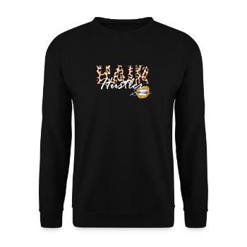 Hair Hustler Bouche Léopard Ciseaux Citation - Sweat-shirt Unisexe - noir - Devant - Alina (178cm) & Michal (187cm)
