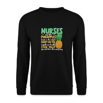 Krankenschwestern sind wie Ananas Krankenschwester - Unisex Pullover - Schwarz - Vorne - Alina (178cm) & Michal (187cm)