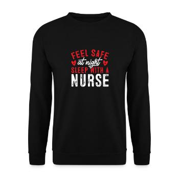 Sleeping safely with a nurse at night - Unisex Sweatshirt - black - Front - Alina (178cm) & Michal (187cm)