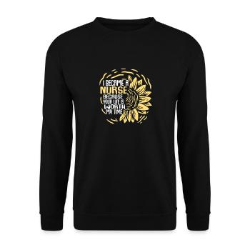 I became a nurse because your life - Unisex Sweatshirt - black - Front - Alina (178cm) & Michal (187cm)