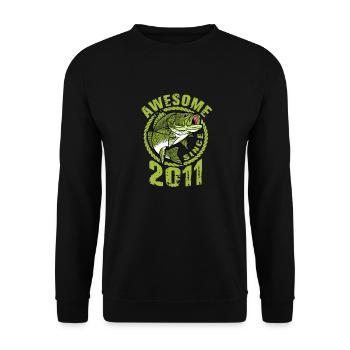 Awesome since 2011. Angel, Angler's Birthday - Unisex Sweatshirt - black - Front - Alina (178cm) & Michal (187cm)