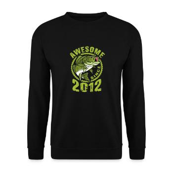 Awesome since 2012. Angel, Angler's Birthday - Unisex Sweatshirt - black - Front - Alina (178cm) & Michal (187cm)