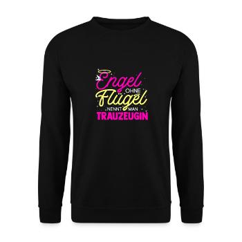 Junggesellinnenabschied Brautjungfer Hochzeit Trau - Unisex Pullover - Schwarz - Vorne - Alina (178cm) & Michal (187cm)