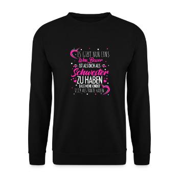 Beste Schwester Beste Tante Spruch Schwangerschaft - Unisex Pullover - Schwarz - Vorne - Alina (178cm) & Michal (187cm)