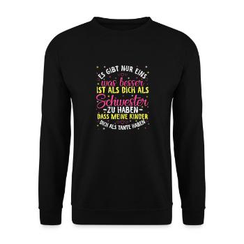 Beste Schwester Beste Tante Geburt Neffe Schwanger - Unisex Pullover - Schwarz - Vorne - Alina (178cm) & Michal (187cm)