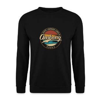 Amberg Echte Legenden leben in Amberger - Unisex Pullover - Schwarz - Vorne - Alina (178cm) & Michal (187cm)