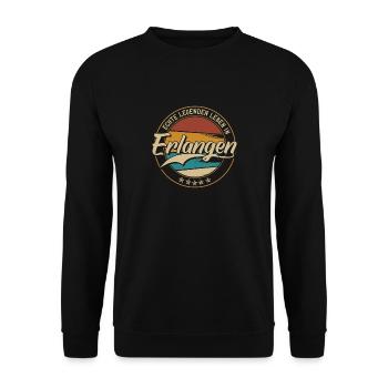 Erlangen Echte Legenden leben in Erlangener - Unisex Pullover - Schwarz - Vorne - Alina (178cm) & Michal (187cm)