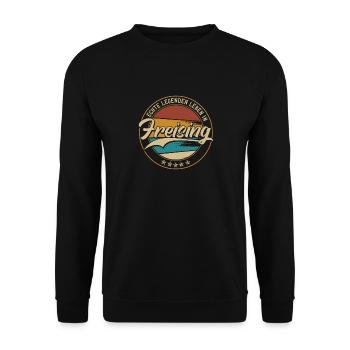 Freising Echte Legenden leben in Freisinger - Unisex Pullover - Schwarz - Vorne - Alina (178cm) & Michal (187cm)