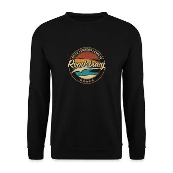 Rendsburg Echte Legenden leben in Rendsburger - Unisex Pullover - Schwarz - Vorne - Alina (178cm) & Michal (187cm)