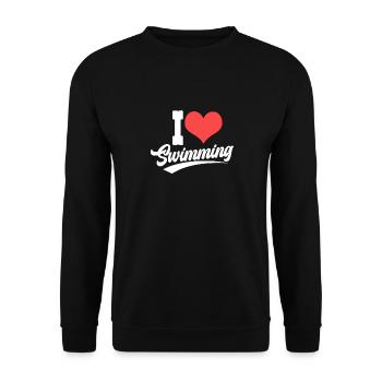 Schimmer Schwimmen I Love Swimming - Unisex Pullover - Schwarz - Vorne - Alina (178cm) & Michal (187cm)