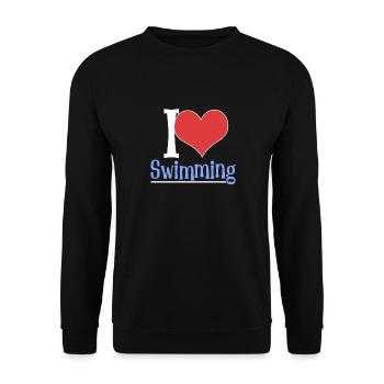 Schimmer Schwimmen I Love Swimming - Unisex Pullover - Schwarz - Vorne - Alina (178cm) & Michal (187cm)