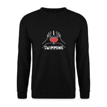 Schimmer Schwimmen I Love Swimming - Unisex Pullover - Schwarz - Vorne - Alina (178cm) & Michal (187cm)