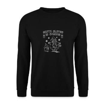 CHRISTMAS SANTA CLAUSS IS COMING DRAWING ART - Unisex Sweatshirt - black - Front - Alina (178cm) & Michal (187cm)