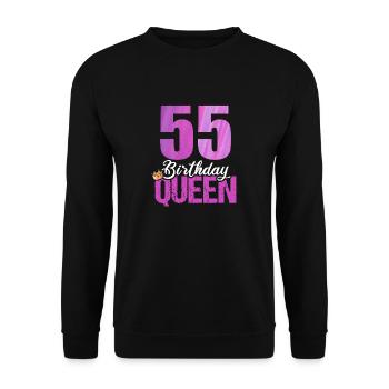55 years old 55 birthday Birthday Queen - Unisex Sweatshirt - black - Front - Alina (178cm) & Michal (187cm)