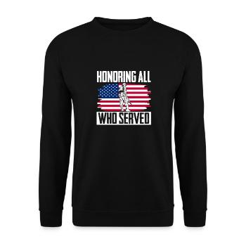 In honor of all who have served veterans controversy - Unisex Sweatshirt - black - Front - Alina (178cm) & Michal (187cm)