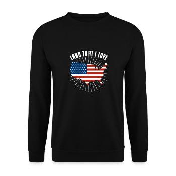 Land, das ich liebe Gedenktag USA Amerika Amerikan - Unisex Pullover - Schwarz - Vorne - Alina (178cm) & Michal (187cm)