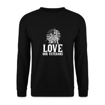 Liebe unsere Veteranen Gedenktag Veteranentag Vete - Unisex Pullover - Schwarz - Vorne - Alina (178cm) & Michal (187cm)