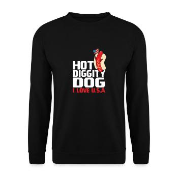 Hot Diggity Dog I Love the USA Memorial Day Fourth - Unisex Sweatshirt - black - Front - Alina (178cm) & Michal (187cm)