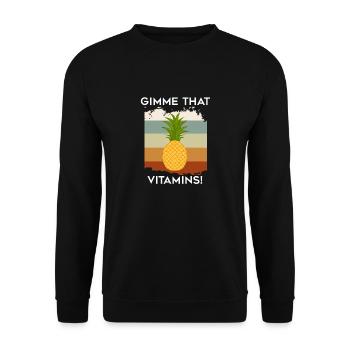 Vitamines Ironic Saying Tropical Ananas Fruits - Sweat-shirt Unisexe - noir - Devant - Alina (178cm) & Michal (187cm)