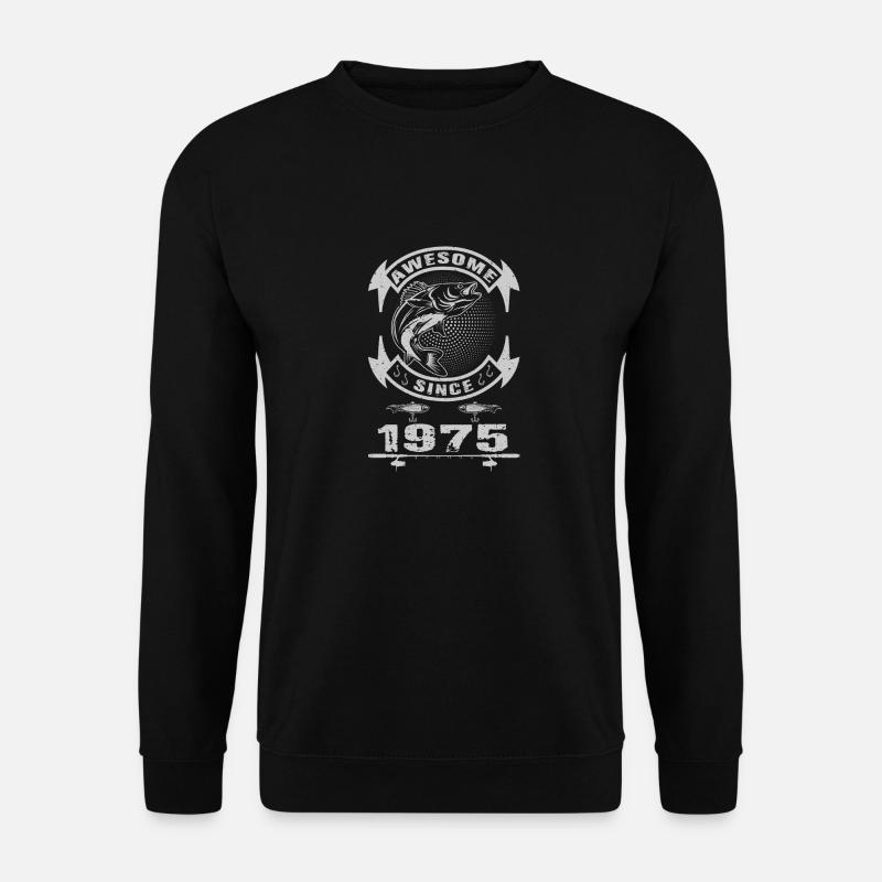 Awesome since 1975. Angel, Angler Geburtstag - Unisex Pullover - Schwarz