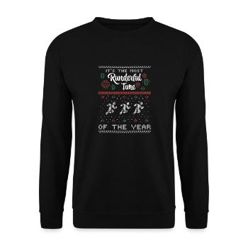 Marathon Läufer Ugly Christmas Sweater Weihnachten - Unisex Pullover - Schwarz - Vorne - Alina (178cm) & Michal (187cm)