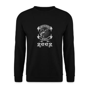 Awesome since 2002. Angel, Angler's birthday - Unisex Sweatshirt - black - Front - Alina (178cm) & Michal (187cm)